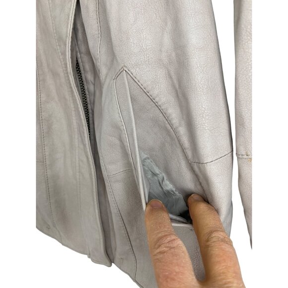 Free People Womens Size 6 Small Faux Leather Moto Jacket Blush Zip Detail 6827 - Picture 5 of 16